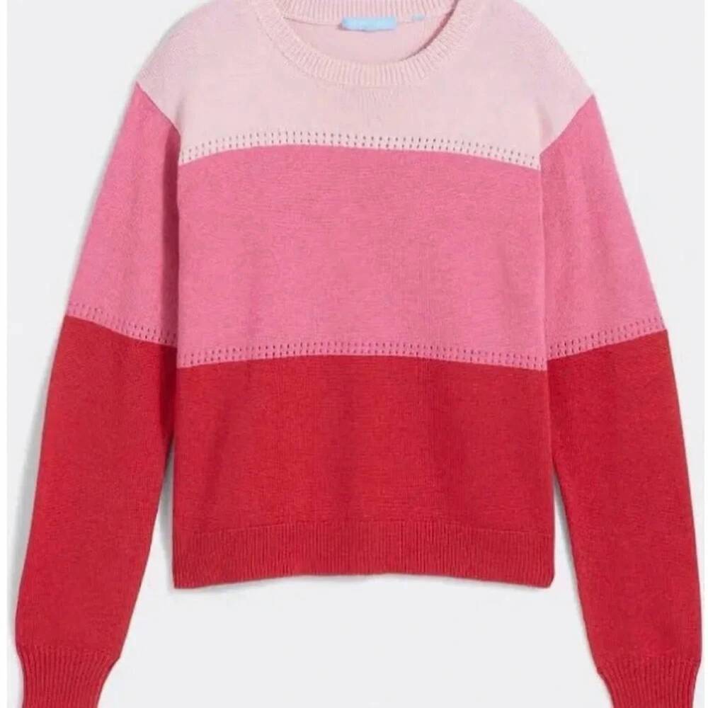 NEW DRAPER JAMES women's colorblock crewneck sweater in pink